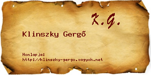 Klinszky Gergő névjegykártya