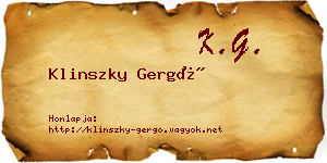 Klinszky Gergő névjegykártya